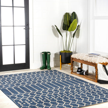 Ourika Moroccan Geometric Textured Weave Indoor/outdoor Rug